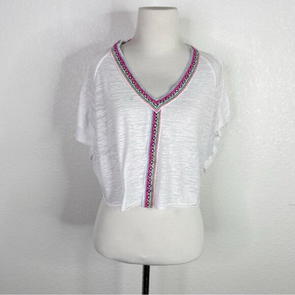 Pitusa Tops - Pitusa White Burnout Sheer Crop Top